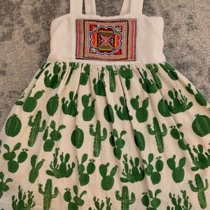 Rosa flamenco  cactus succulent dress girls size 3 /4 boho hippie
